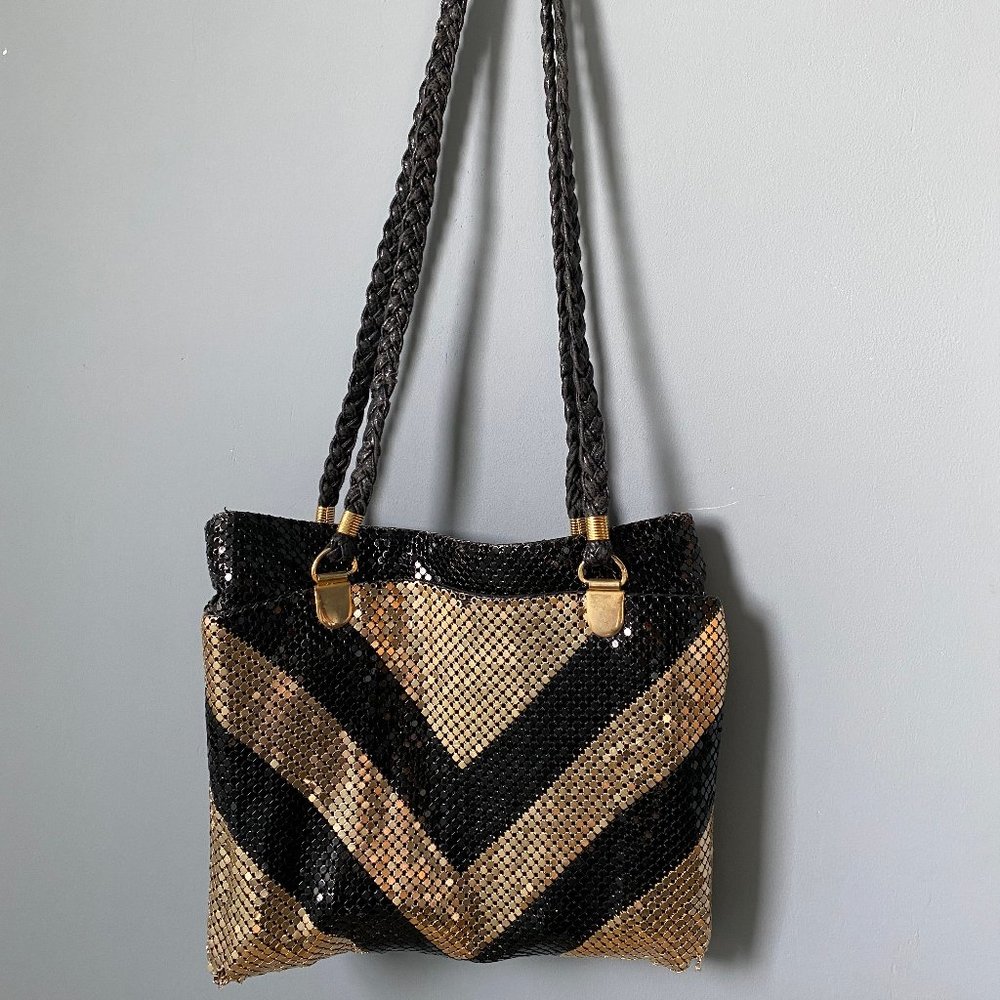 Vintage Gold and Black Chain Link Evening Purse